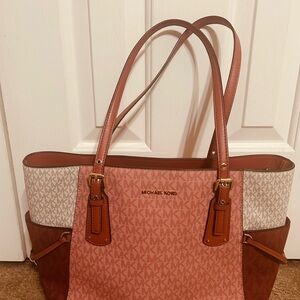 Michael Kors Rose and Beige Signature Tote